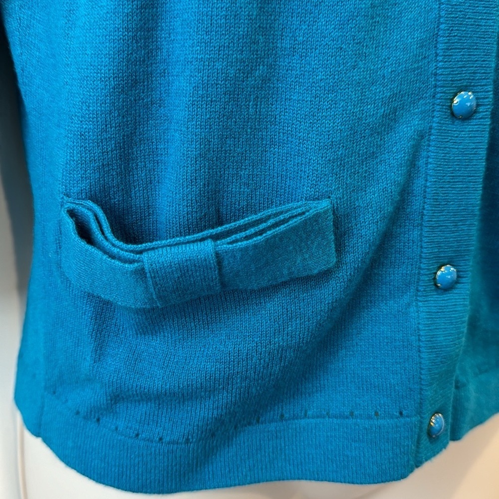 Kate Spade Corinne Cardigan Teal Button-Up Women's Sweater - Picture 3 of 8